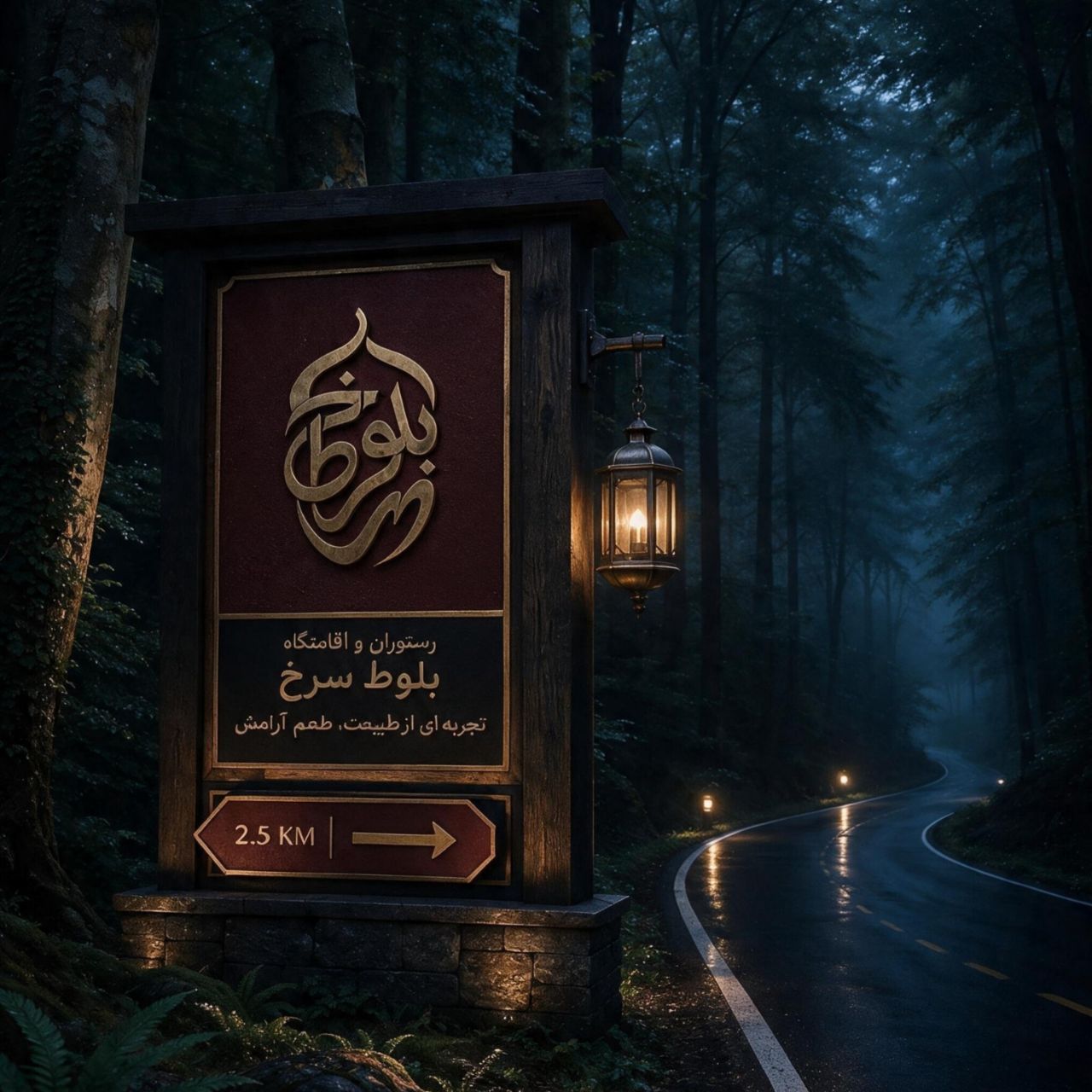 تابلوی ۲٫۵ کیلومتر بلوط سرخ